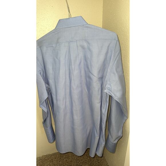 Roundtree & Yorke Gold Label Shirt Mens 16.5/34 Blue Cotton Non Iron Long Sleeve - Picture 6 of 6
